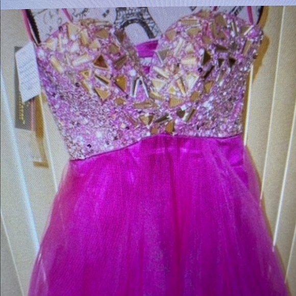 Stunning Pink Strapless Embellished Corset Short Formal Dress Size 4 - Picture 4 of 6